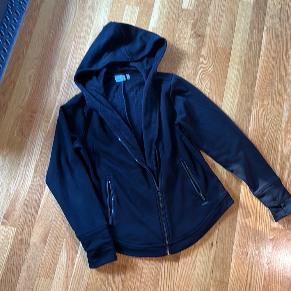 Athleta black fleece, hooded sweatshirt